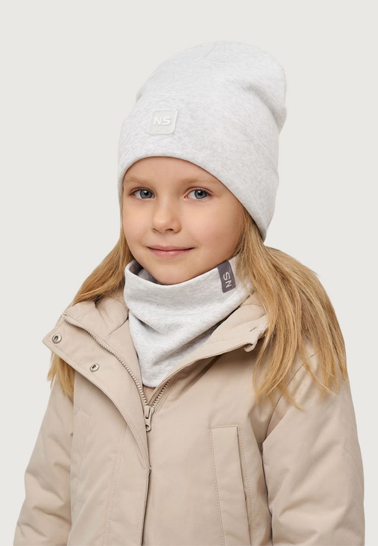 Комплект шапка и снуд 12л22826 молочный меланж