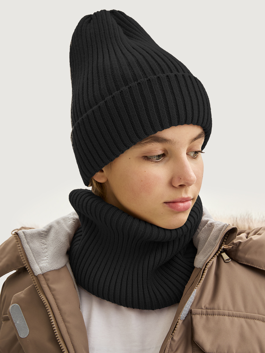 Комплект шапка и снуд  12з17725 черный