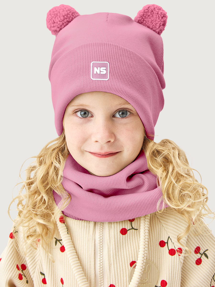Комплект шапка и снуд 12л22626 малиновый мусс