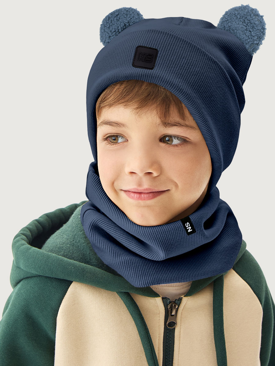 Комплект шапка и снуд 12л22726 деним