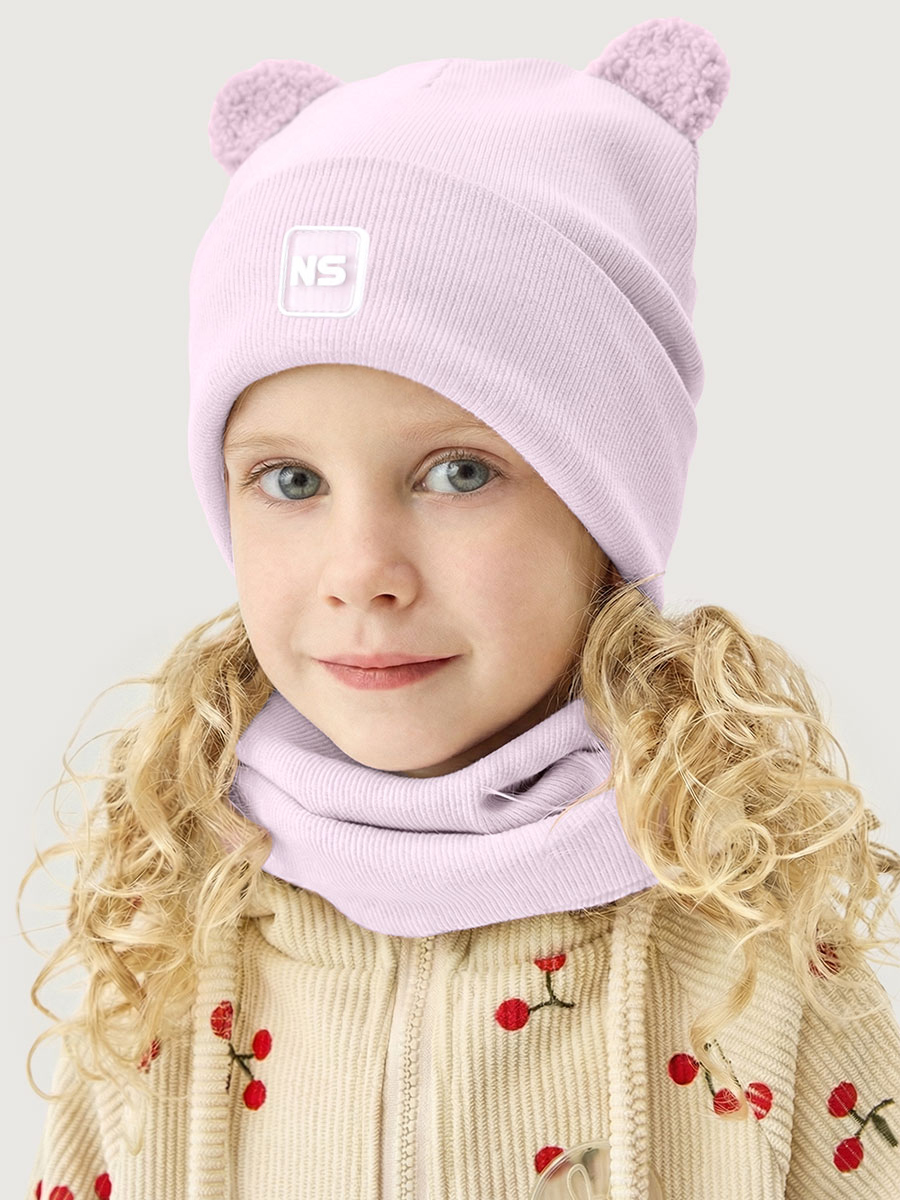 Комплект шапка и снуд 12л22626 пудра