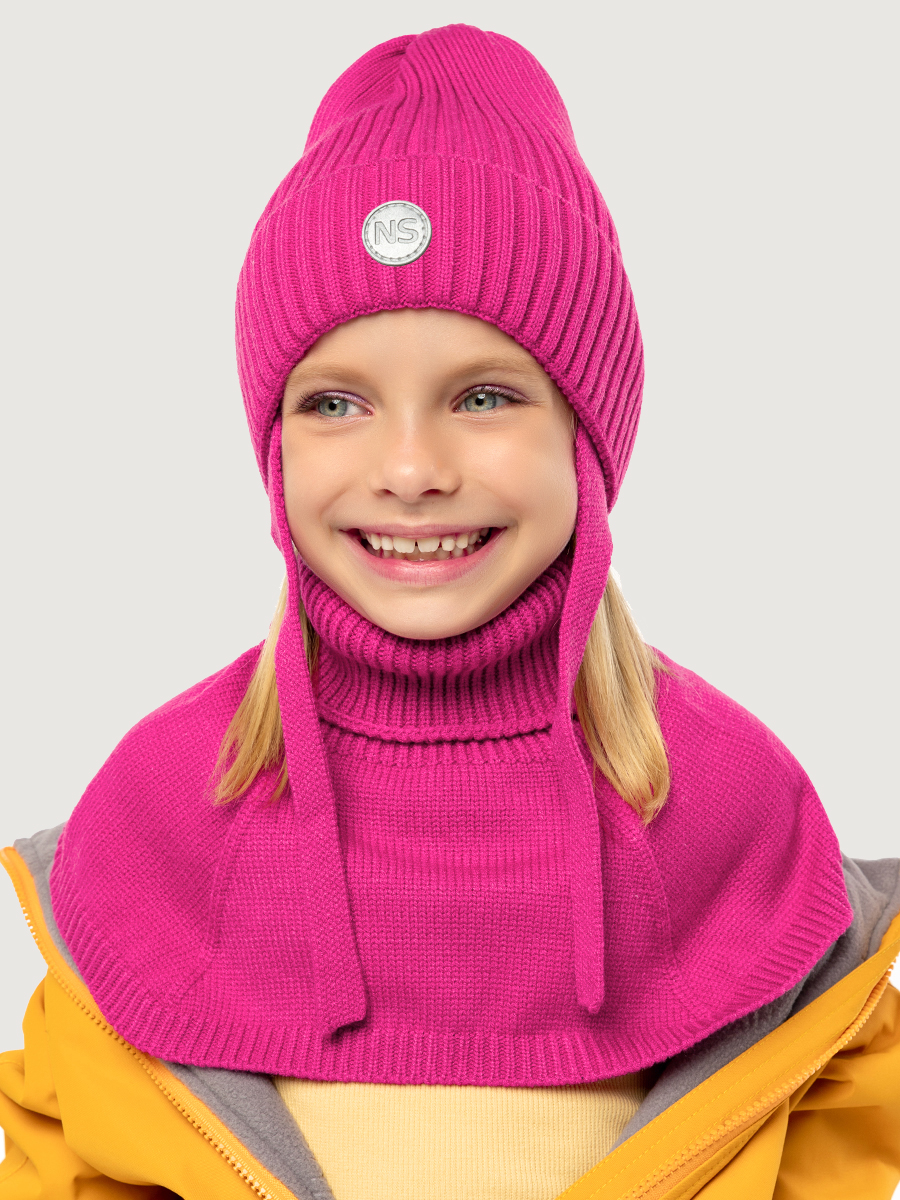 Комплект шапка и манишка 12м10625 фуксия