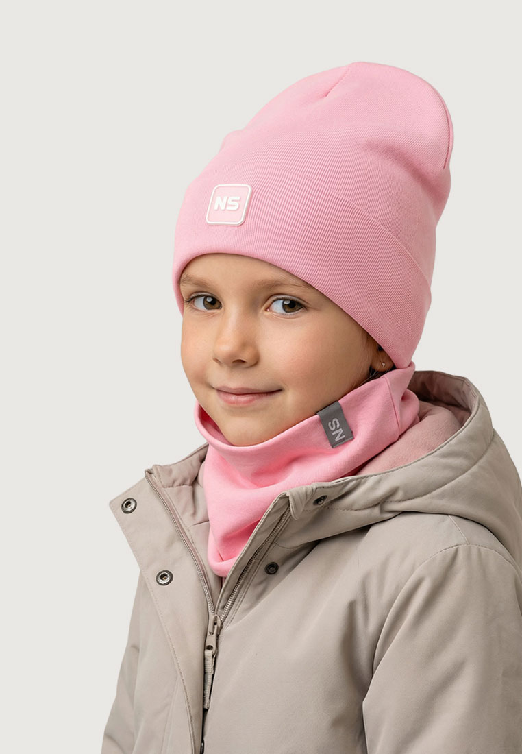 Комплект шапка и снуд 12л22826 розовый