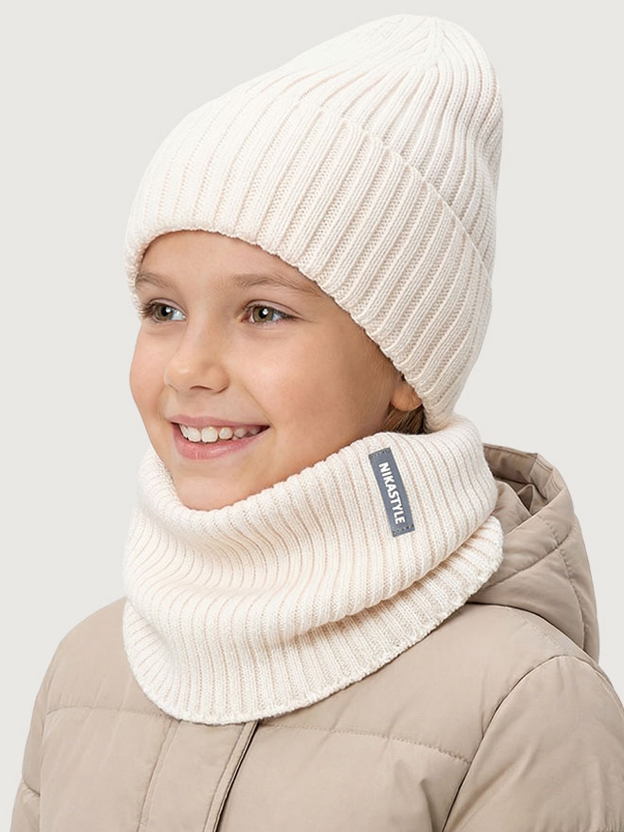 Комплект шапка и снуд 12м21426 молоко