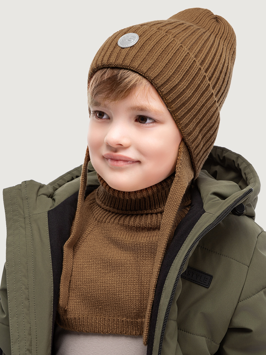Комплект шапка и манишка 12м10725 кэмел