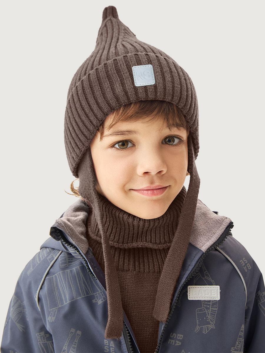 Комплект шапка и манишка 12м21126 кофе