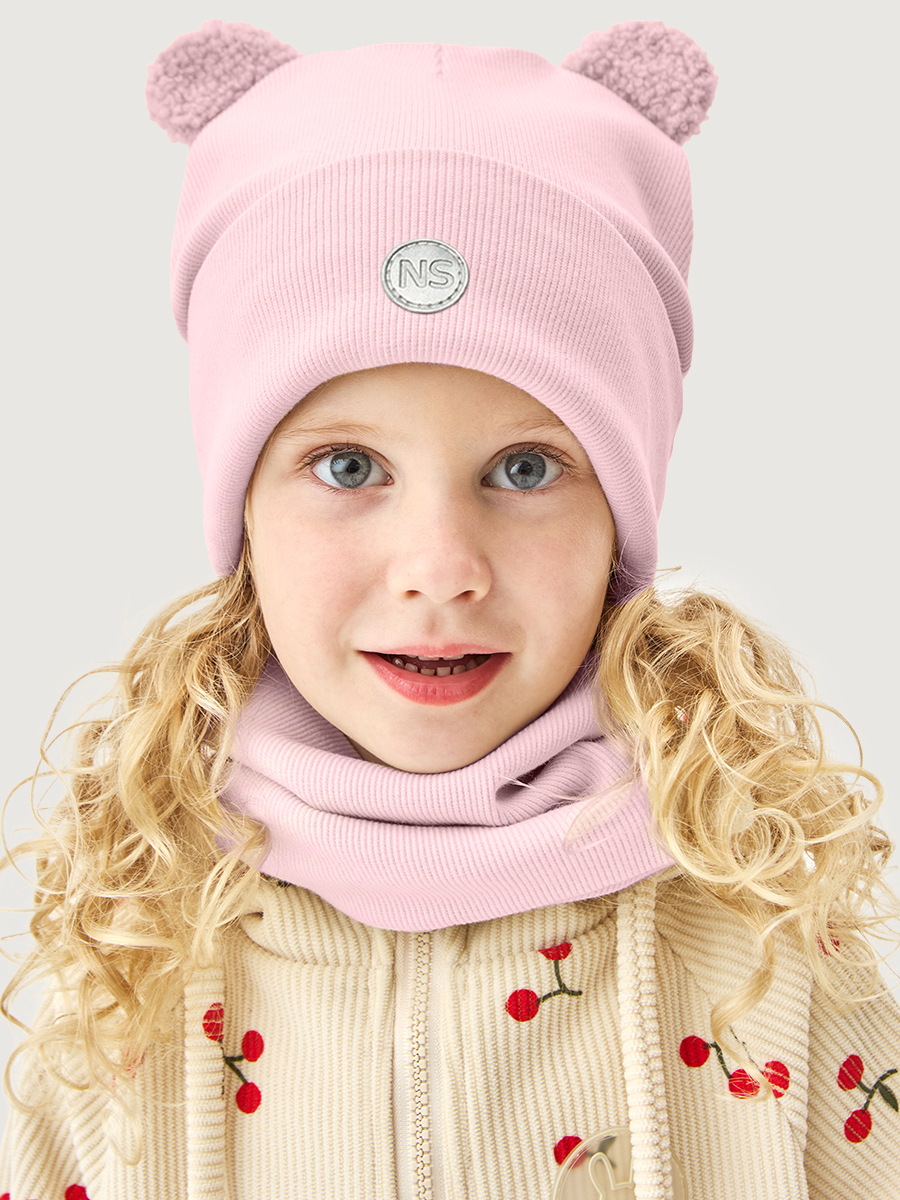 Комплект шапка и снуд 12л22626 пудра