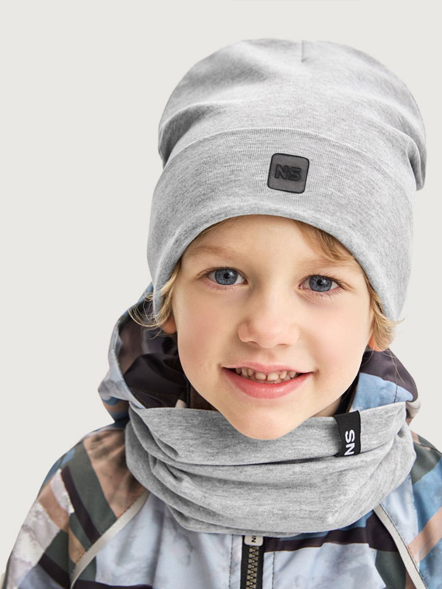 Комплект шапка и снуд 12л22926 серый меланж