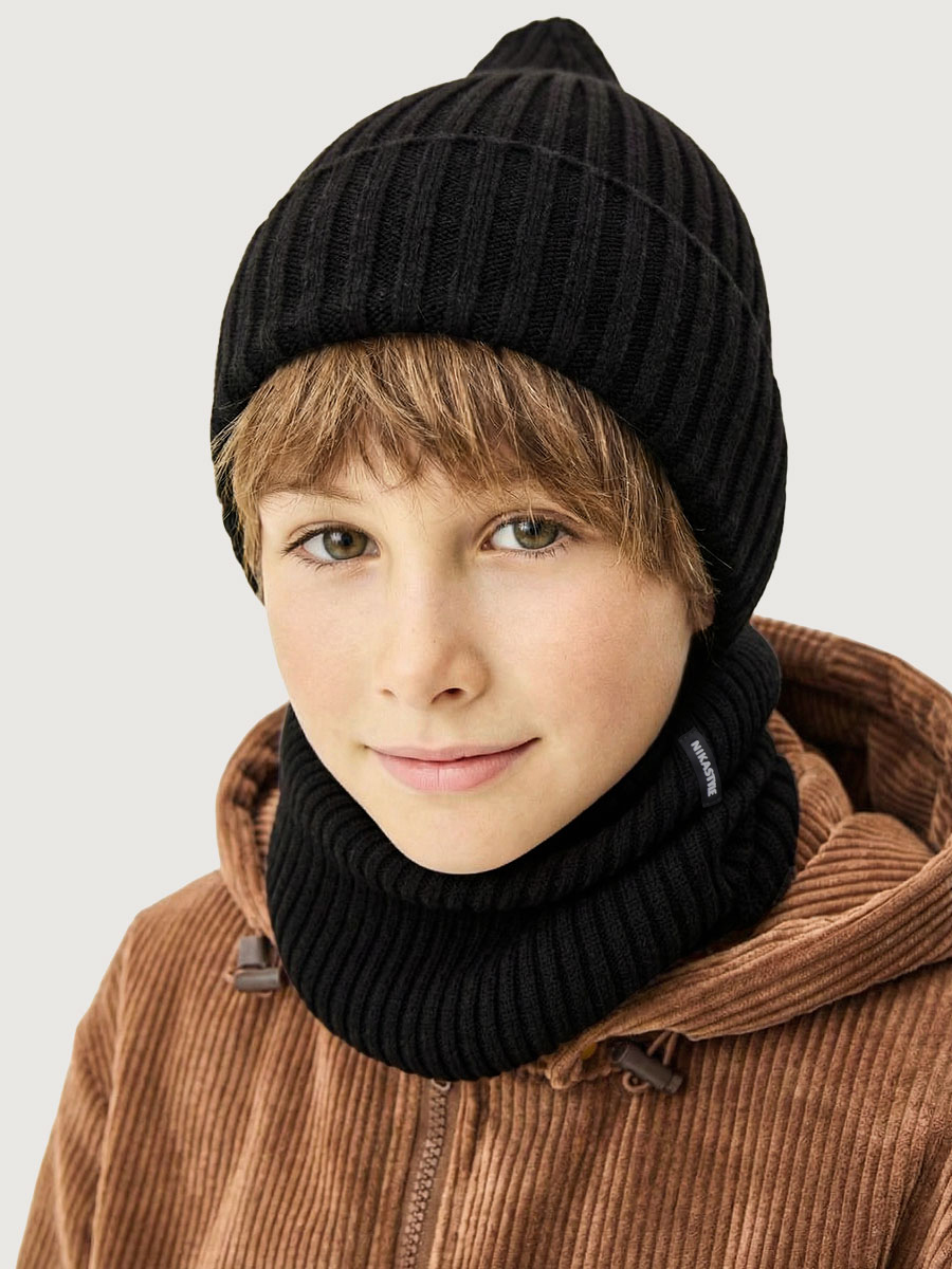 Комплект шапка и снуд 12м21526 черный