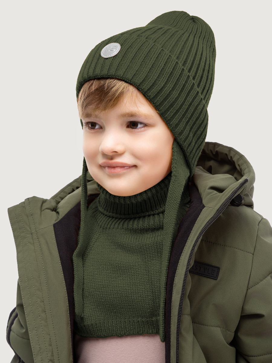 Комплект шапка и манишка 12м10725 хаки